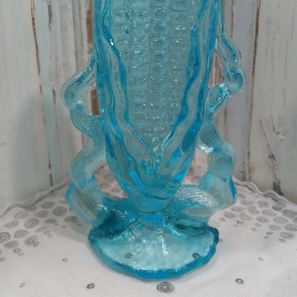 Vintage L.G. Wright Blue Corn Cob Vase From Dugan Mold - Picture 3 of 6